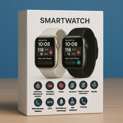PROMOȚIE DE AN NOU: Smartwatch Y68 – Monitor Medical 3 în 1 (Glicemie, Tensiune, Risc AVC) | Meniu în română